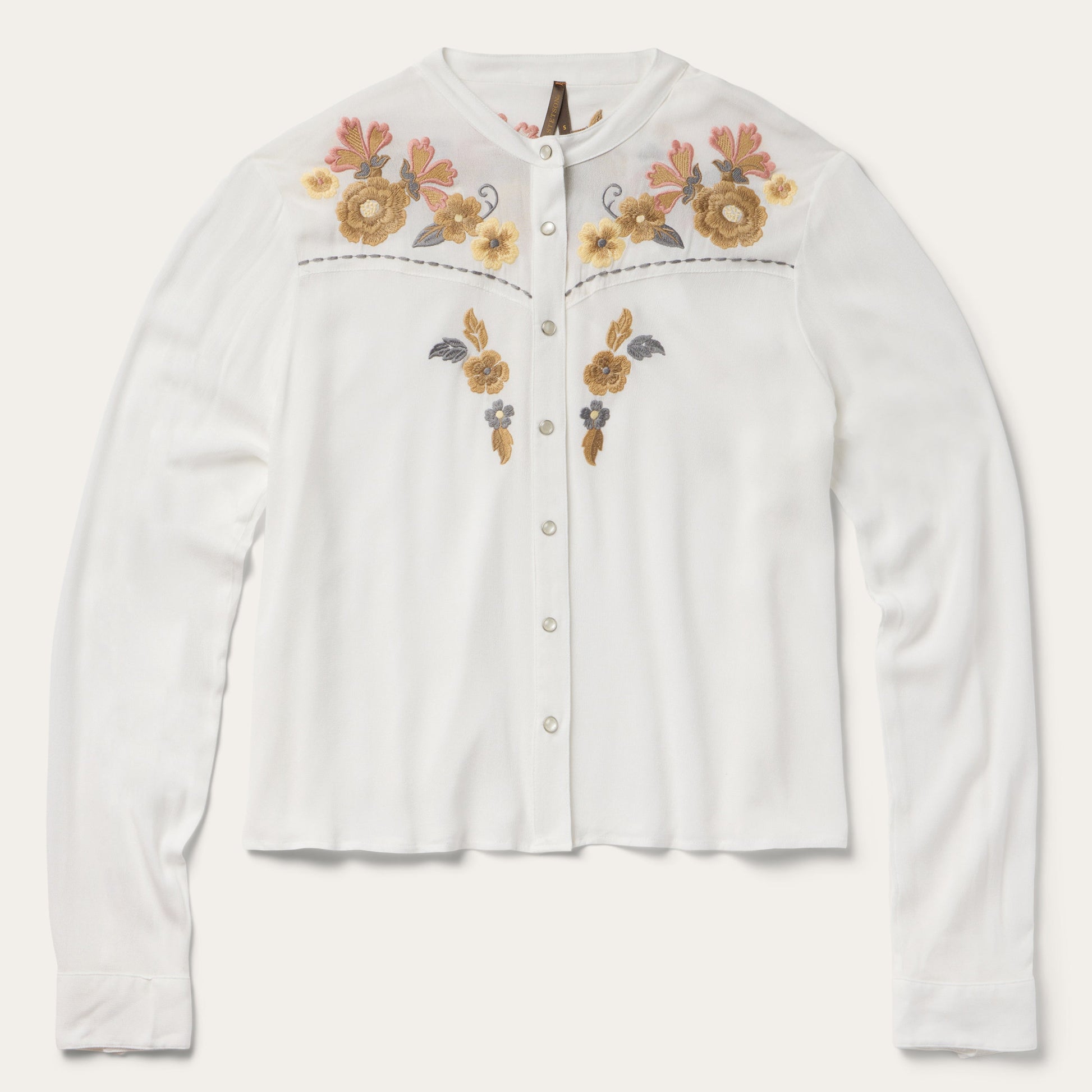 Embroidered Crepe Shirt White