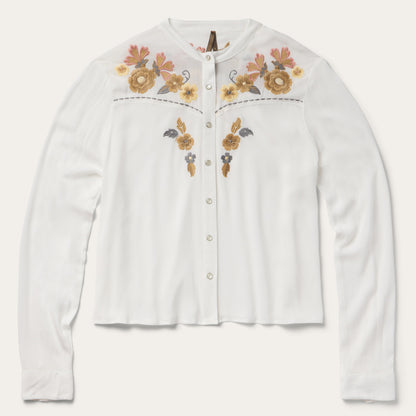 Embroidered Crepe Shirt White