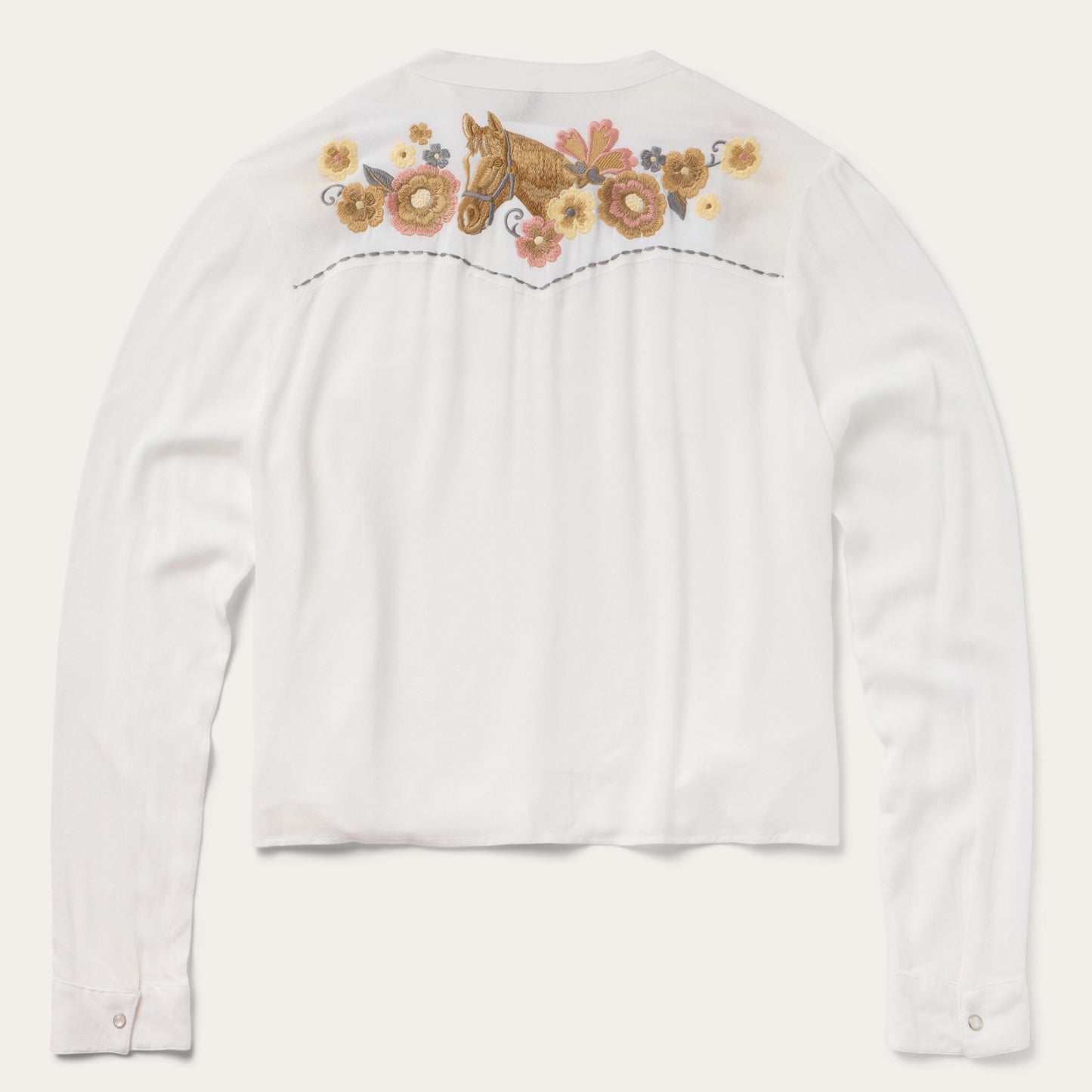 Embroidered Crepe Shirt White