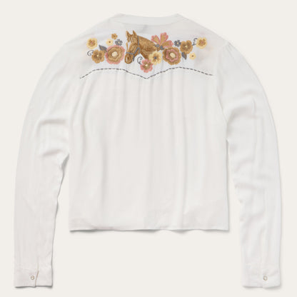 Embroidered Crepe Shirt White