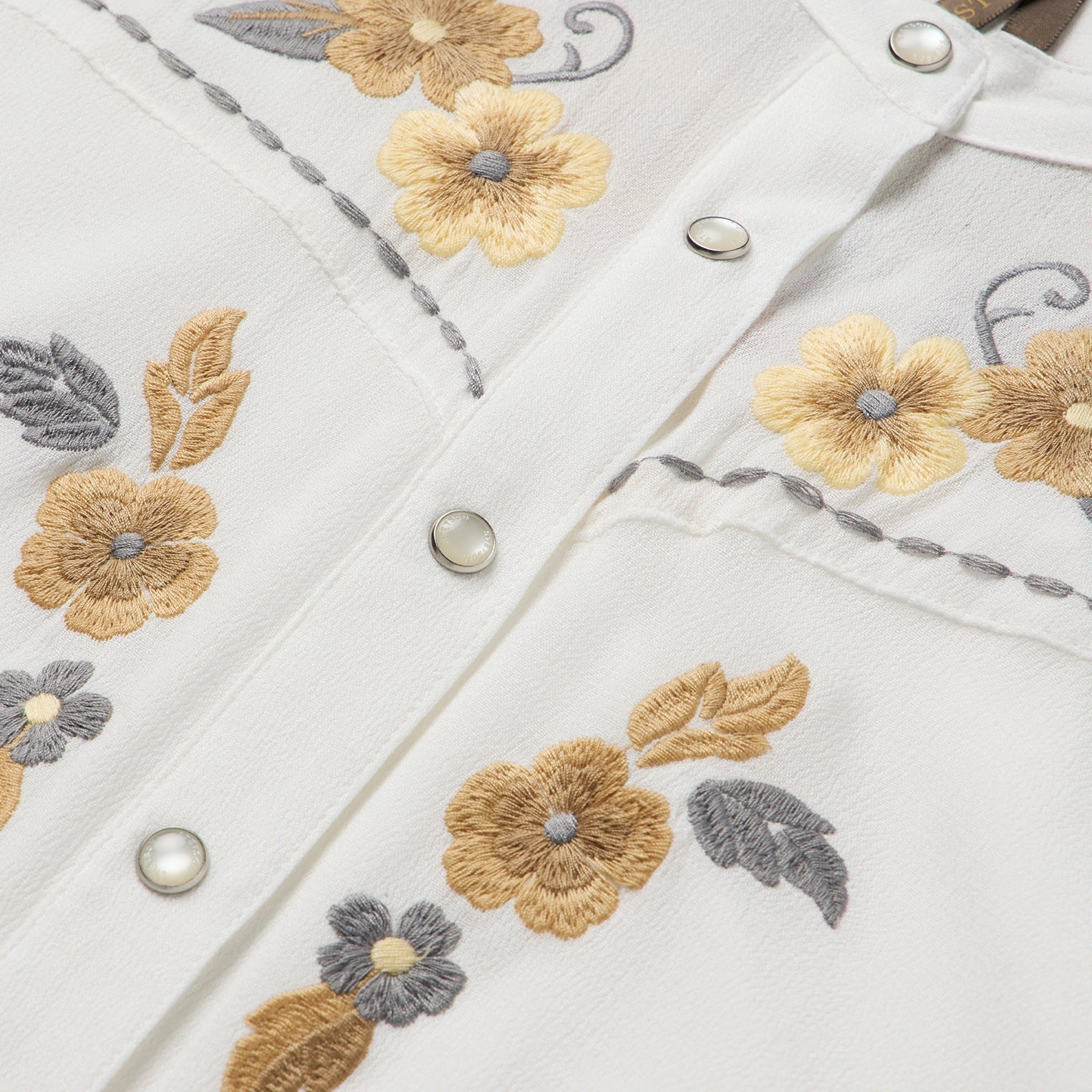 Embroidered Crepe Shirt White