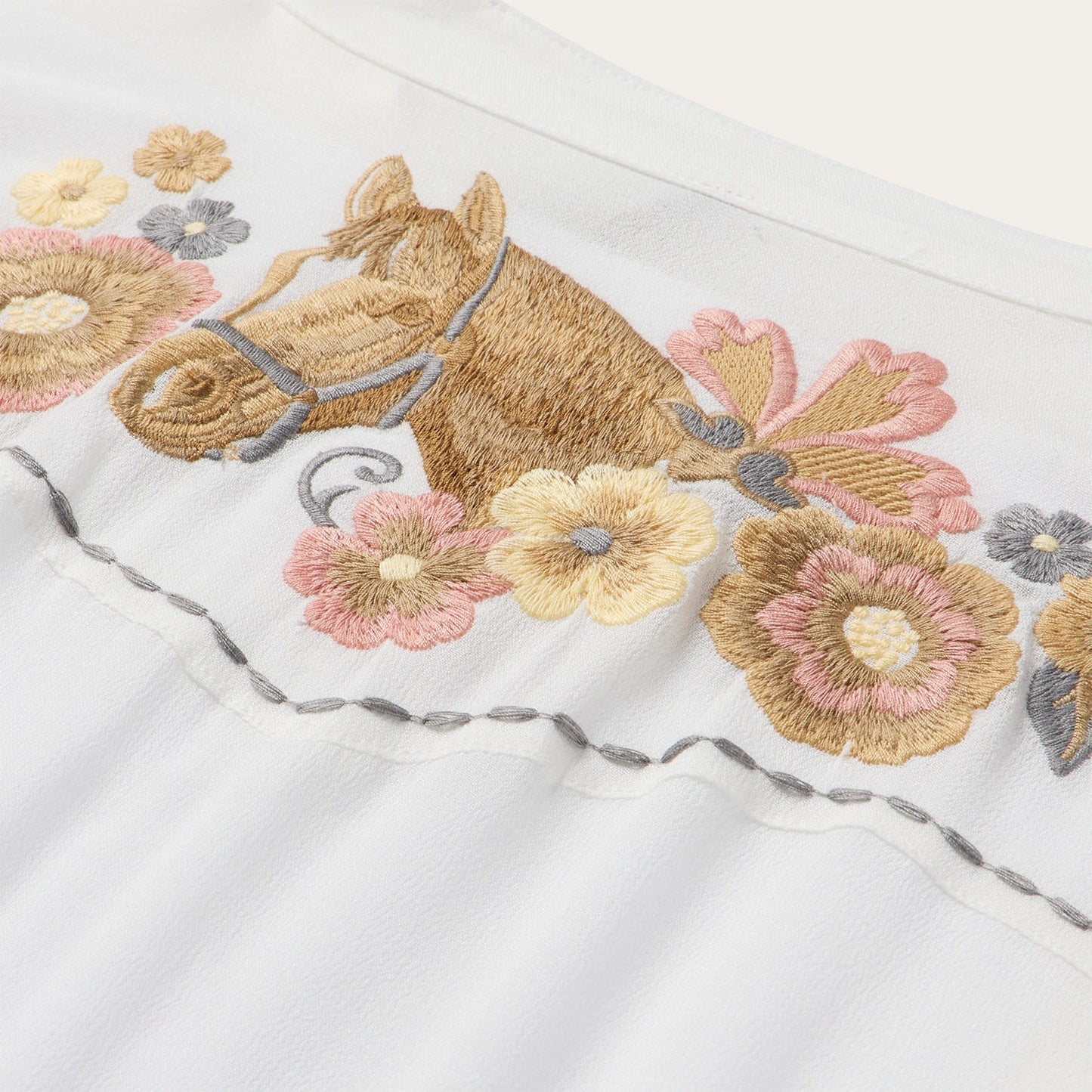 Embroidered Crepe Shirt White