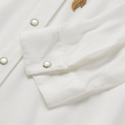 Embroidered Crepe Shirt White