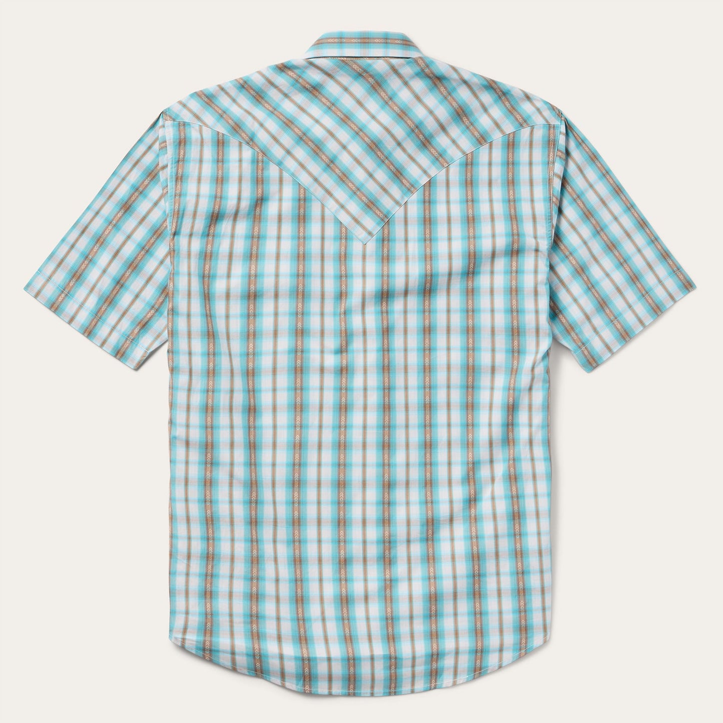 Turquoise Plaid Short-Sleeve Western Shirt Green