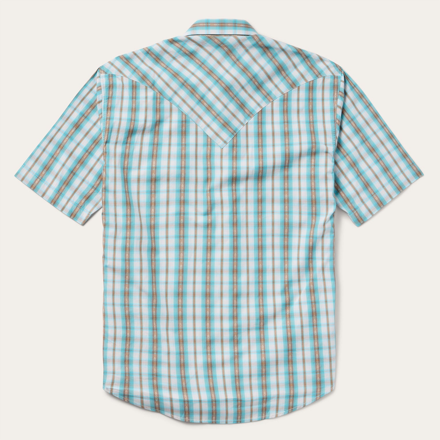 Turquoise Plaid Short-Sleeve Western Shirt Green