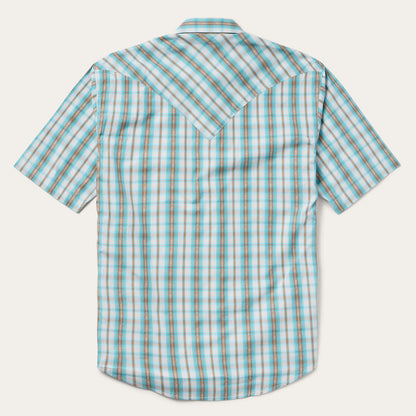 Turquoise Plaid Short-Sleeve Western Shirt Green