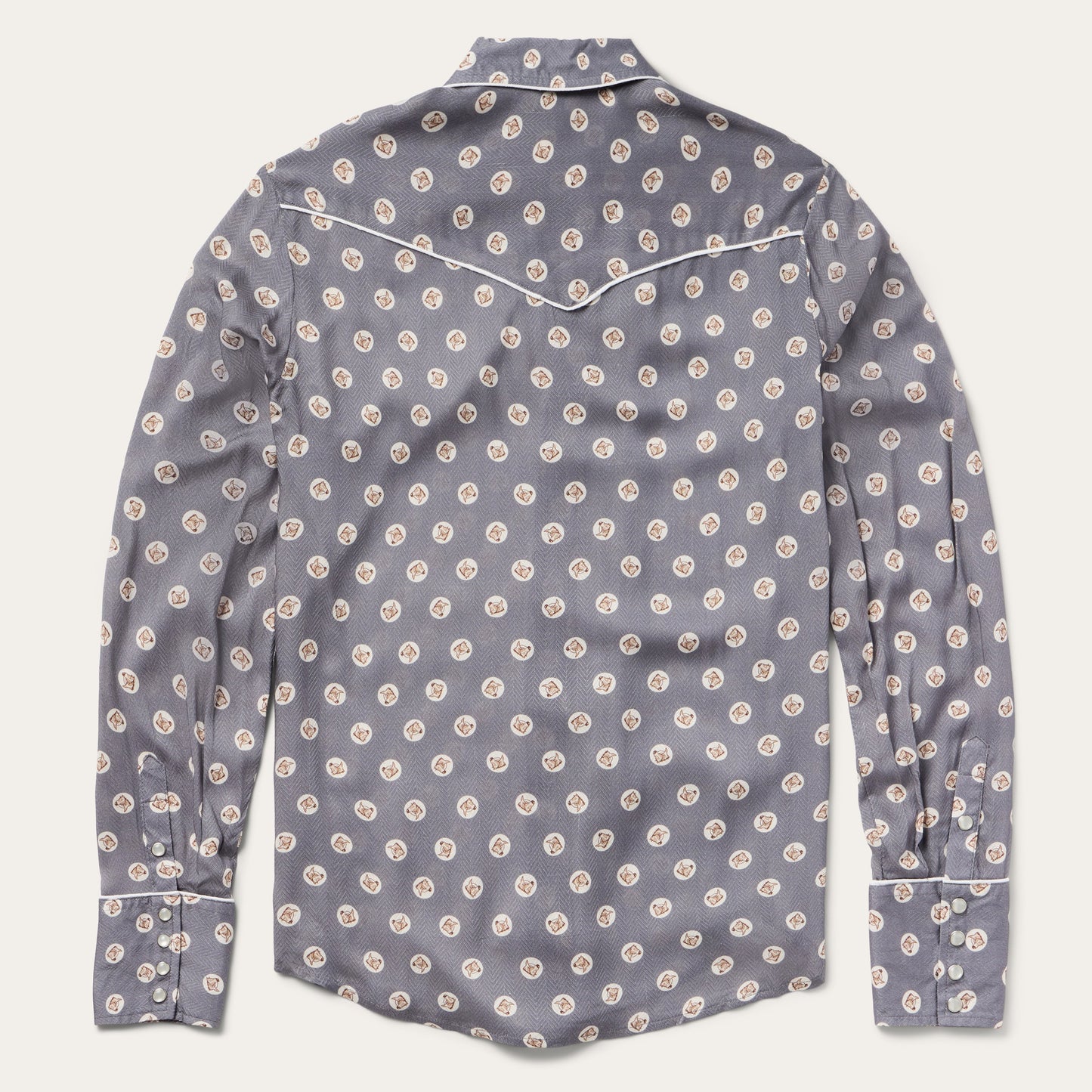 Horse Pennies Print Western Shirt Grey