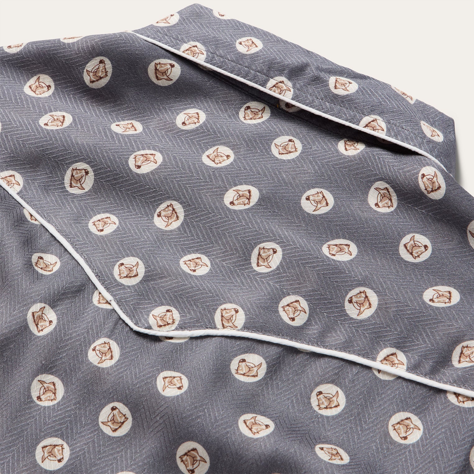 Horse Pennies Print Western Shirt Grey
