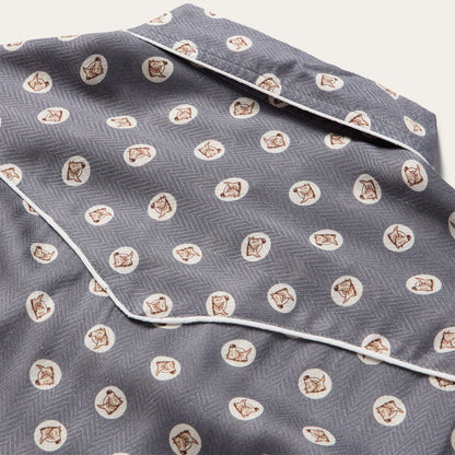Horse Pennies Print Western Shirt Grey