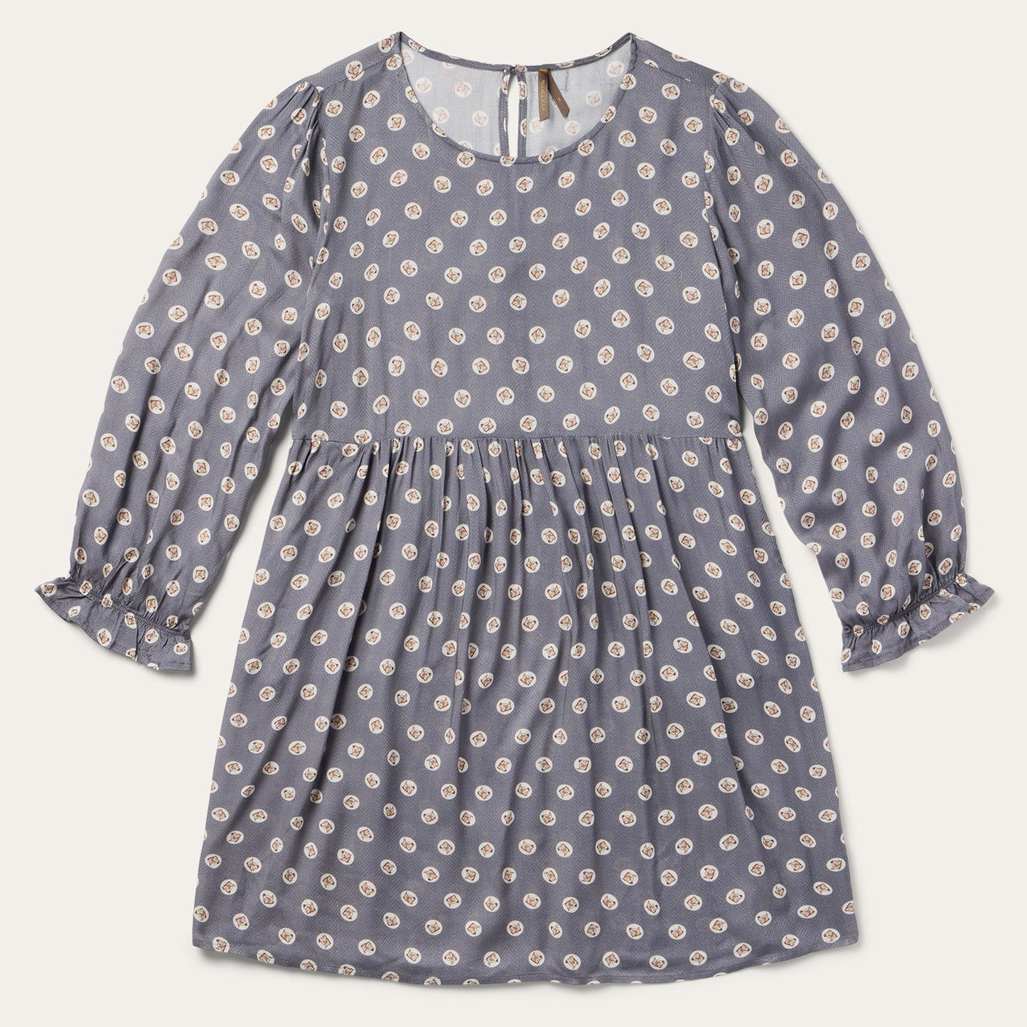 Horse Pennies Print Dress Grey