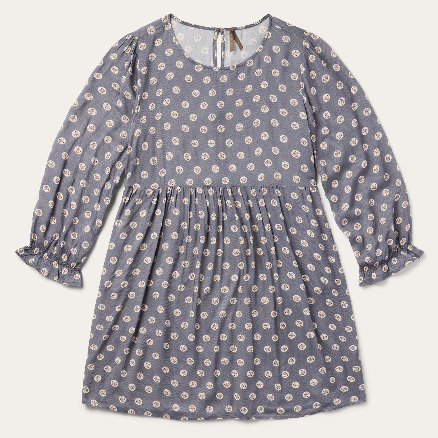 Horse Pennies Print Dress Grey
