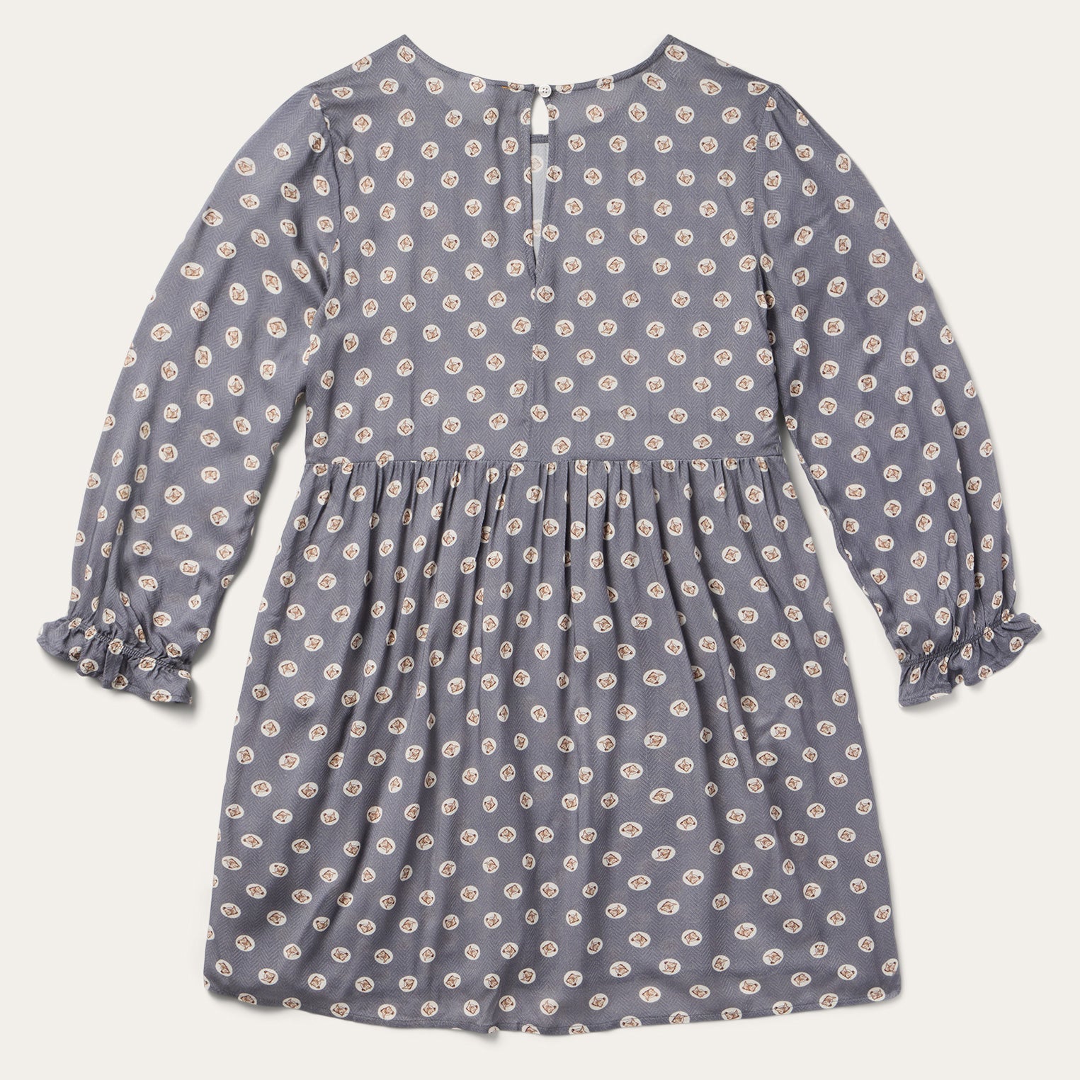 Horse Pennies Print Dress Grey