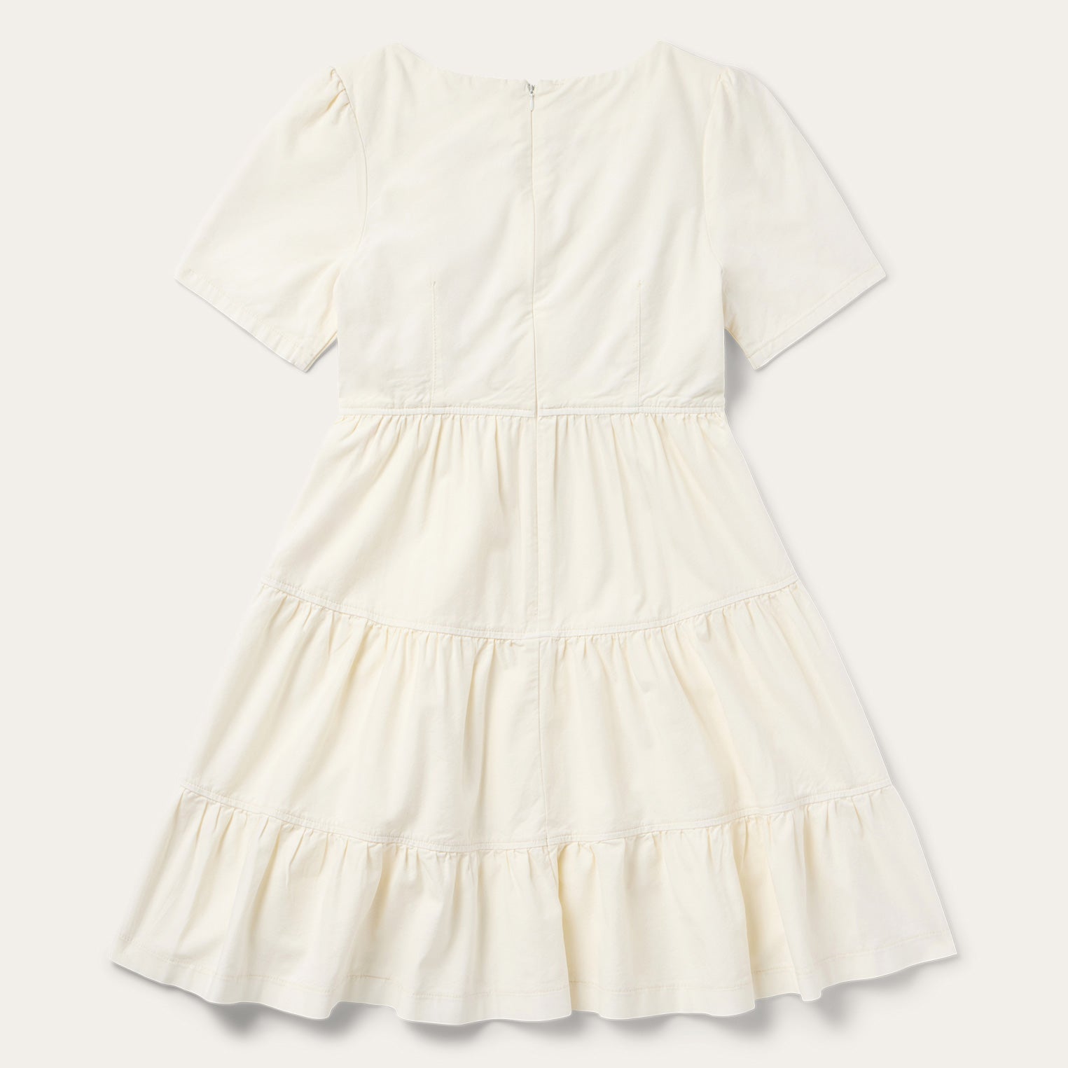 Cream Denim Tiered Dress White