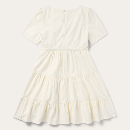 Cream Denim Tiered Dress White