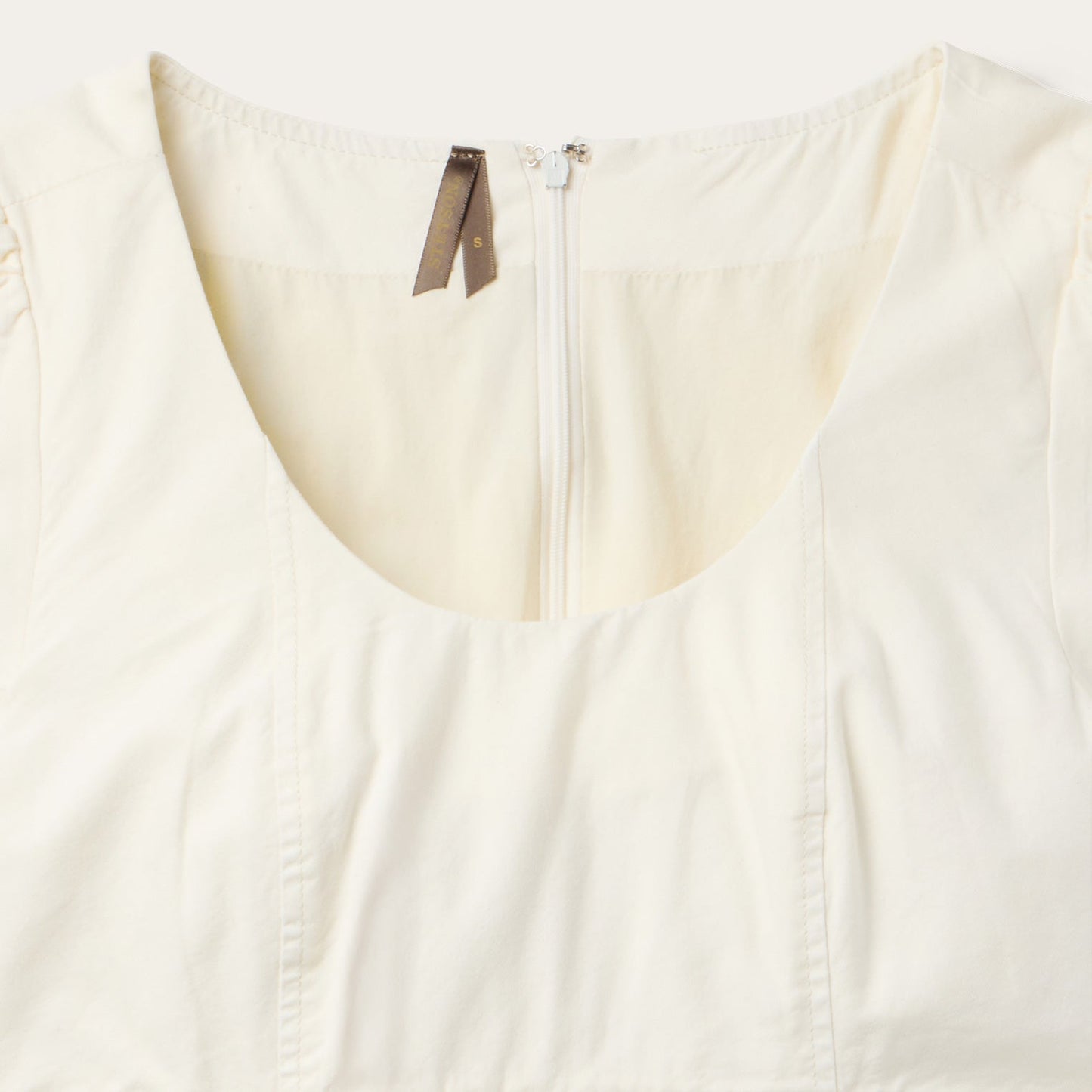 Cream Denim Tiered Dress White