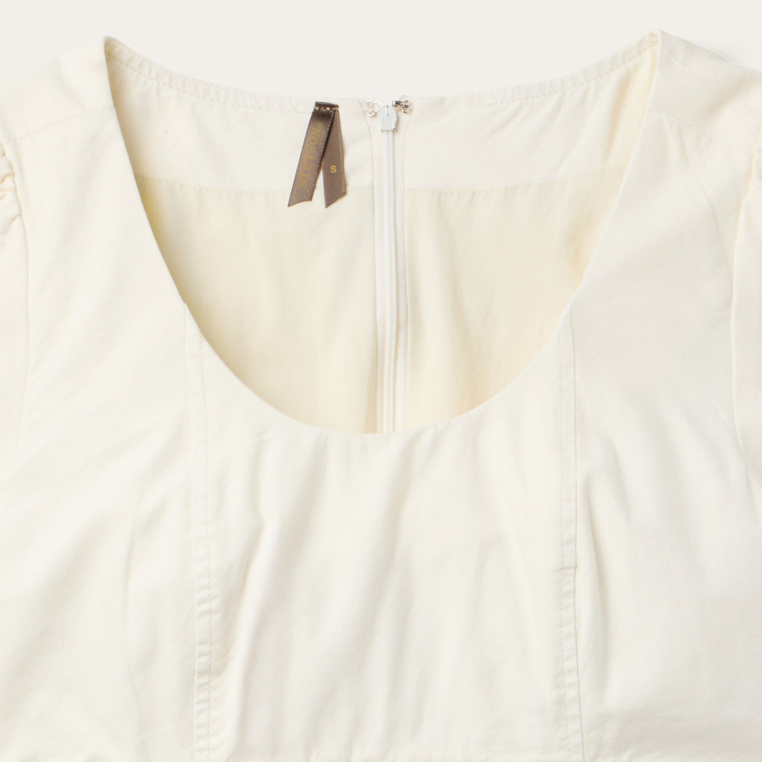 Cream Denim Tiered Dress White