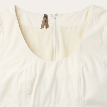 Cream Denim Tiered Dress White