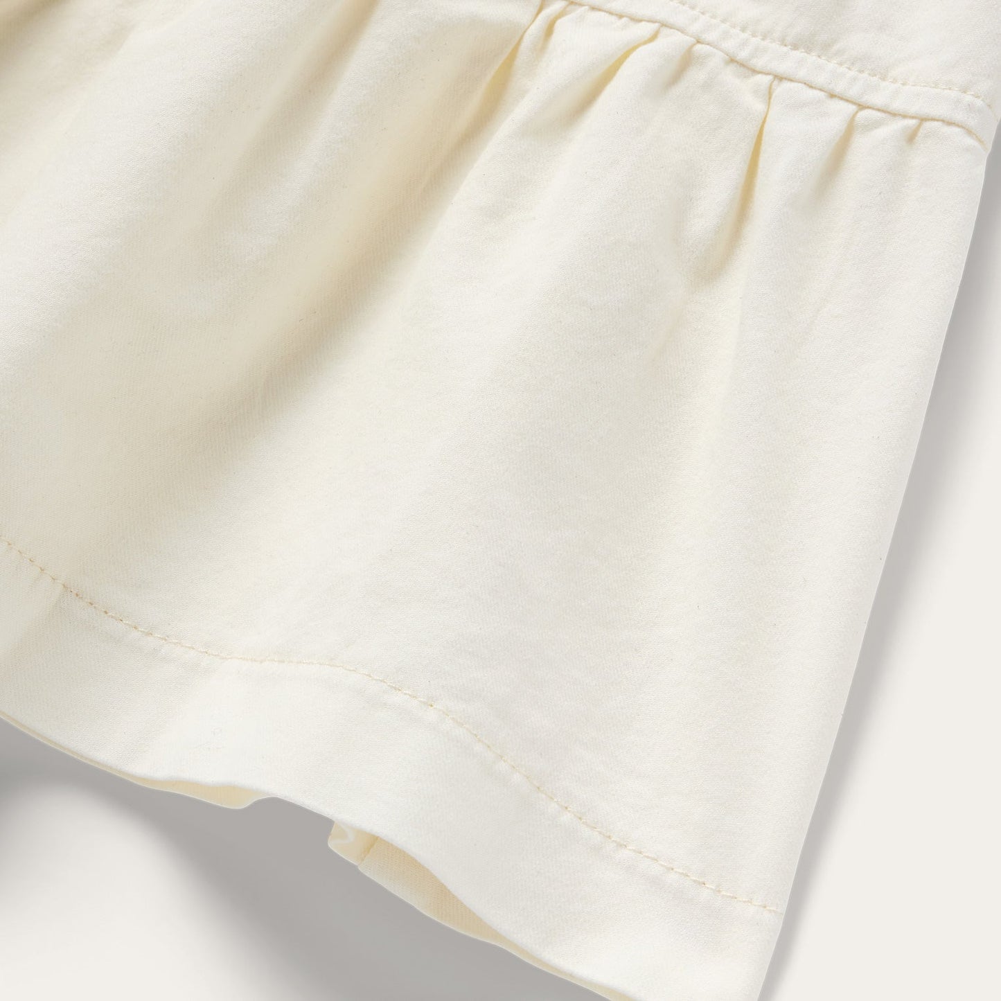 Cream Denim Tiered Dress White