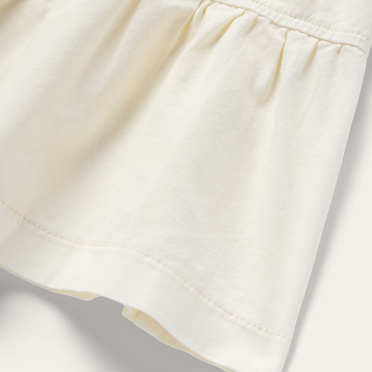 Cream Denim Tiered Dress White