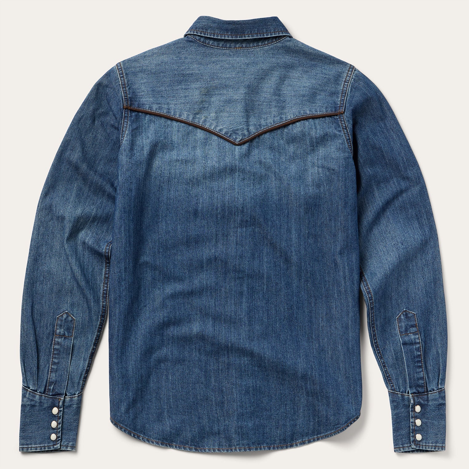Piped Dark Denim Western Shirt Blue