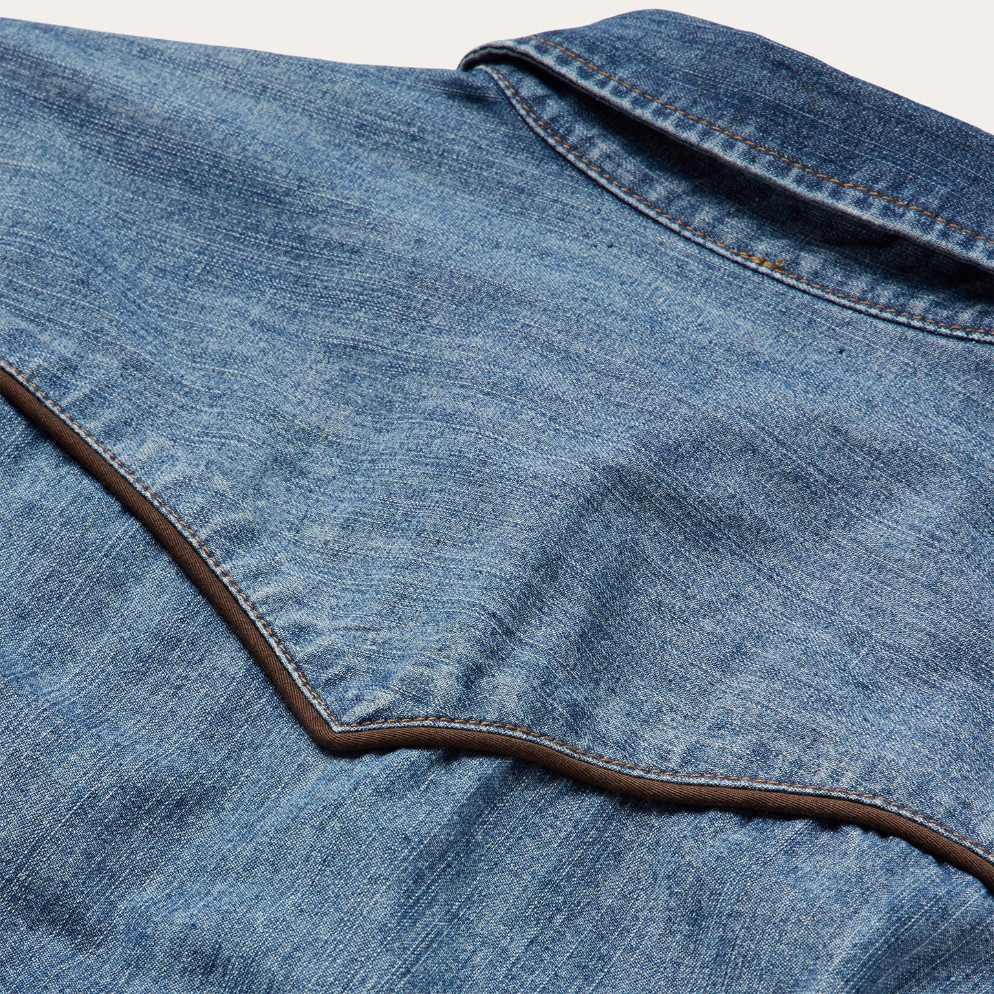 Piped Dark Denim Western Shirt Blue