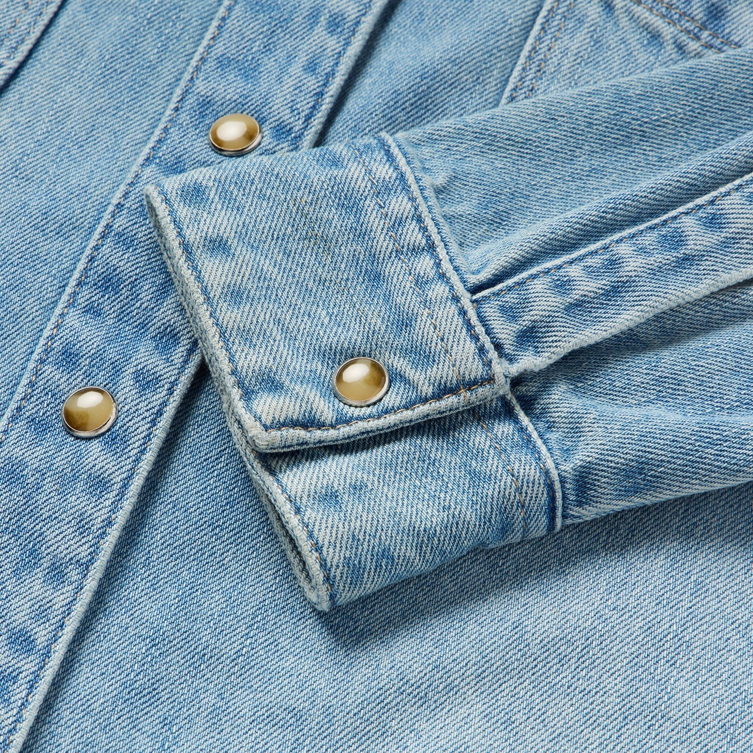 Embroidered Denim Cropped Shirt Blue