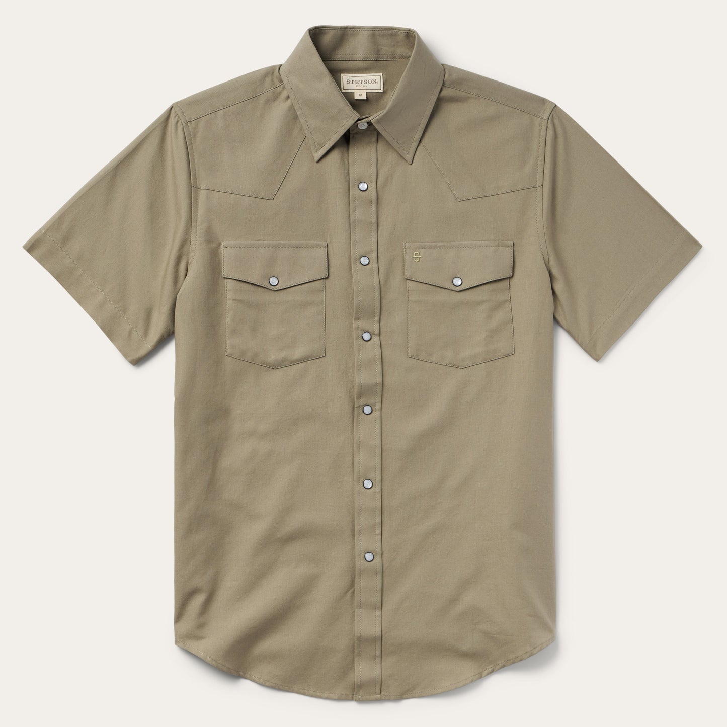 Olive Oxford Short Sleeve Western Shirt Olive