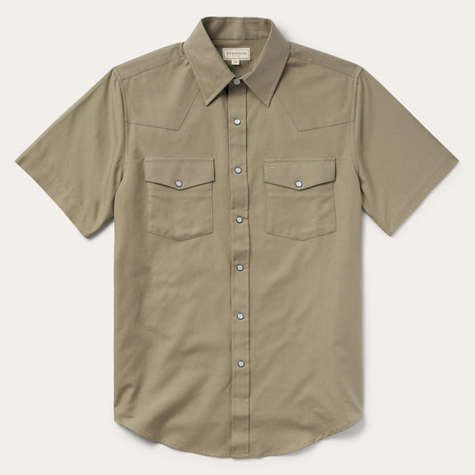 Olive Oxford Short Sleeve Western Shirt Olive