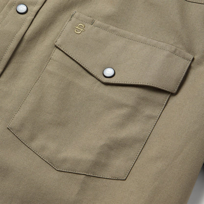 Olive Oxford Short Sleeve Western Shirt Olive