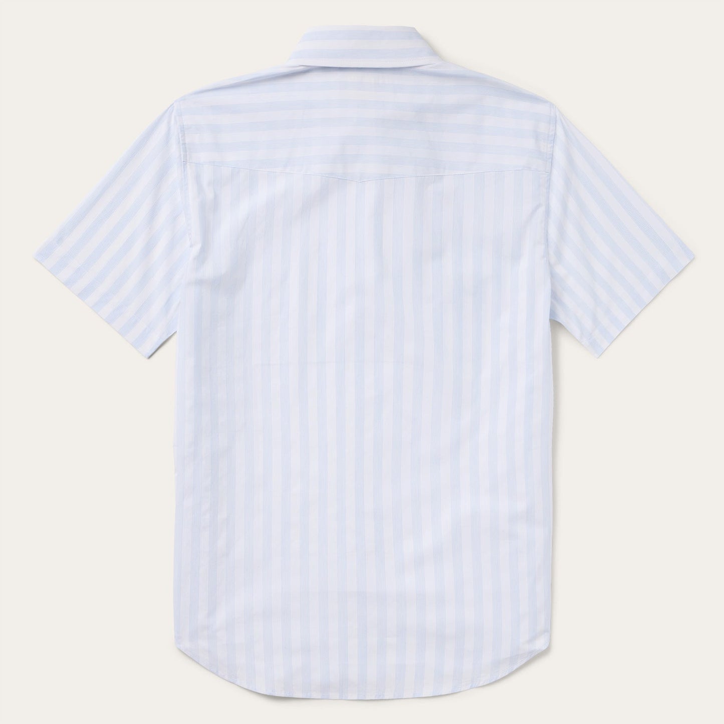 Stripe Oxford Short Sleeve Western Shirt White W/ Blue Stripe