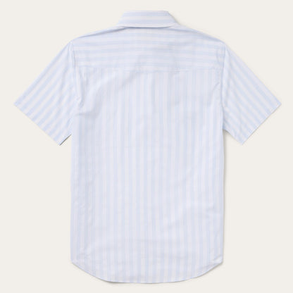 Stripe Oxford Short Sleeve Western Shirt White W/ Blue Stripe