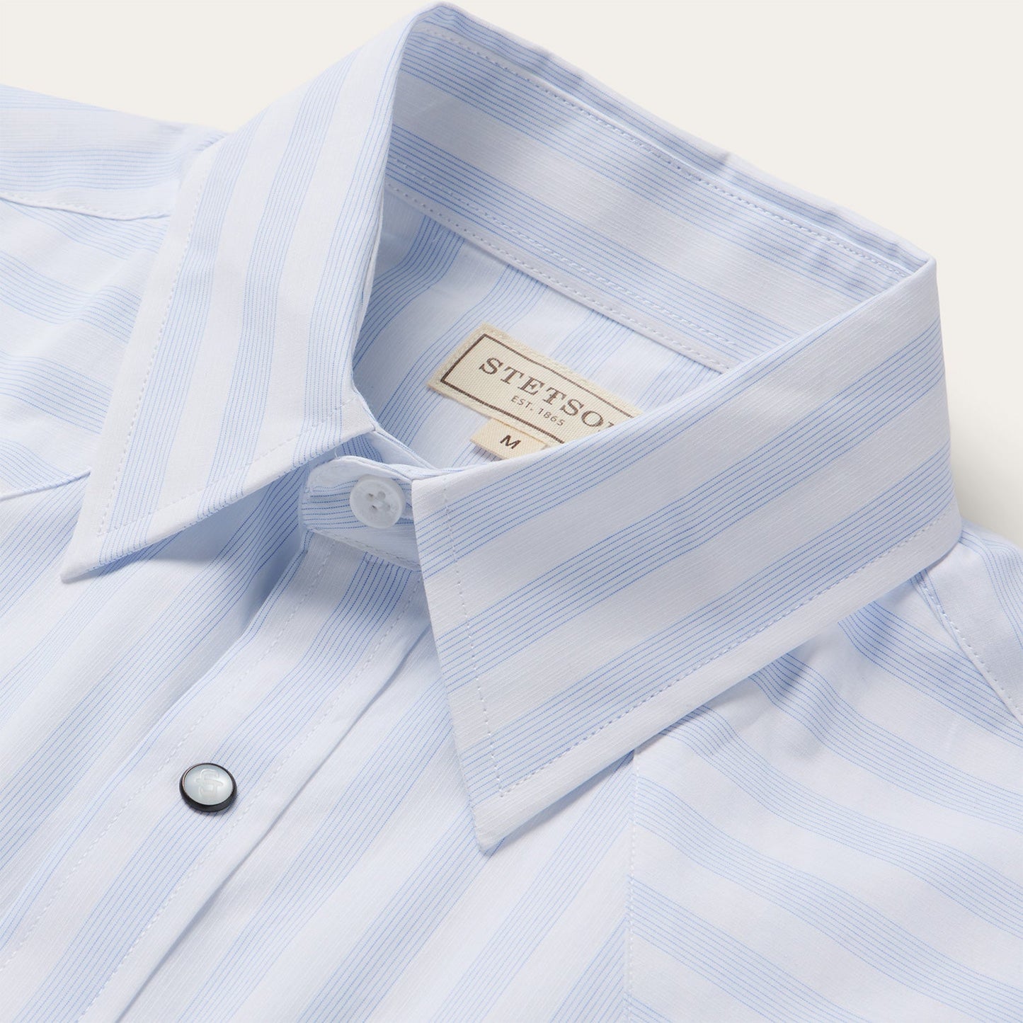 Stripe Oxford Short Sleeve Western Shirt White W/ Blue Stripe
