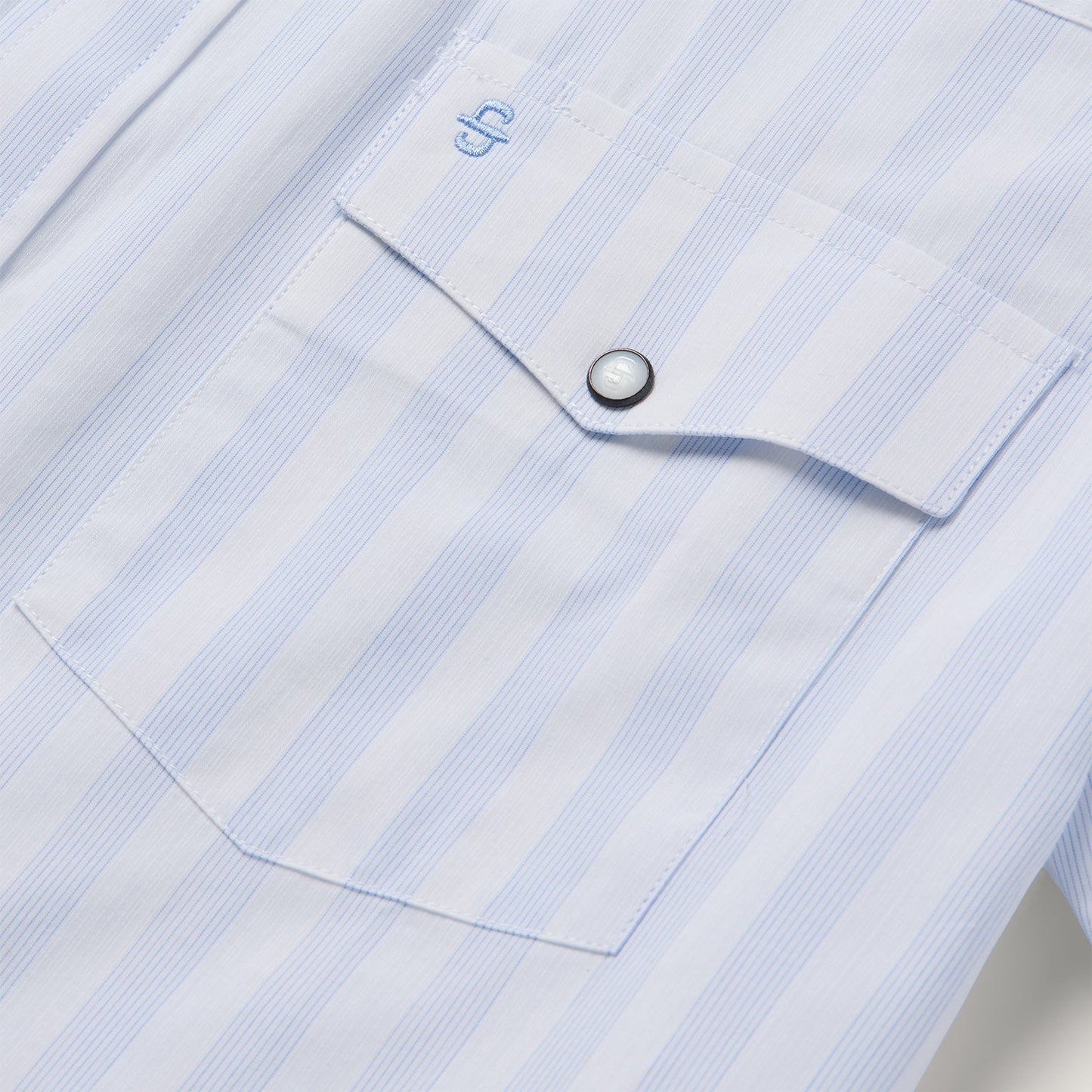 Stripe Oxford Short Sleeve Western Shirt White W/ Blue Stripe