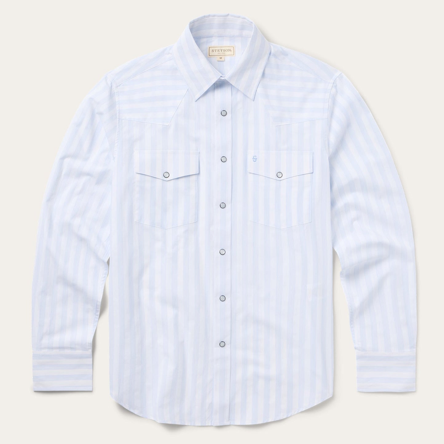 Stripe Oxford Western Shirt White W/ Blue Stripe