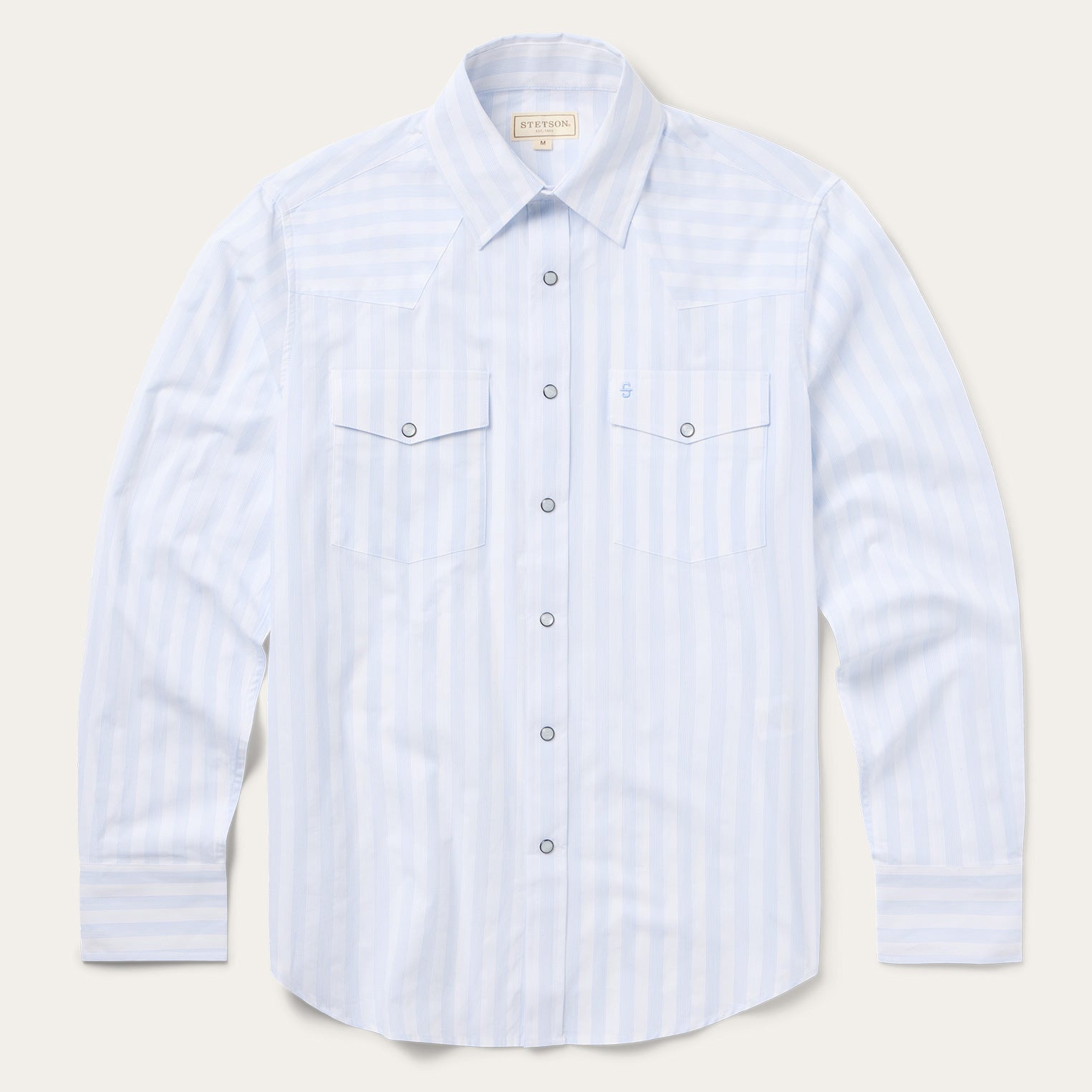 Stripe Oxford Western Shirt White W/ Blue Stripe