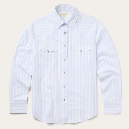 Stripe Oxford Western Shirt White W/ Blue Stripe