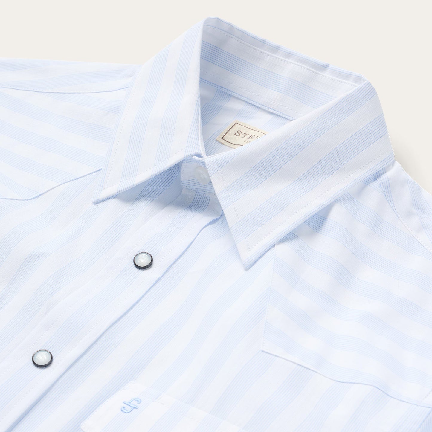 Stripe Oxford Western Shirt White W/ Blue Stripe