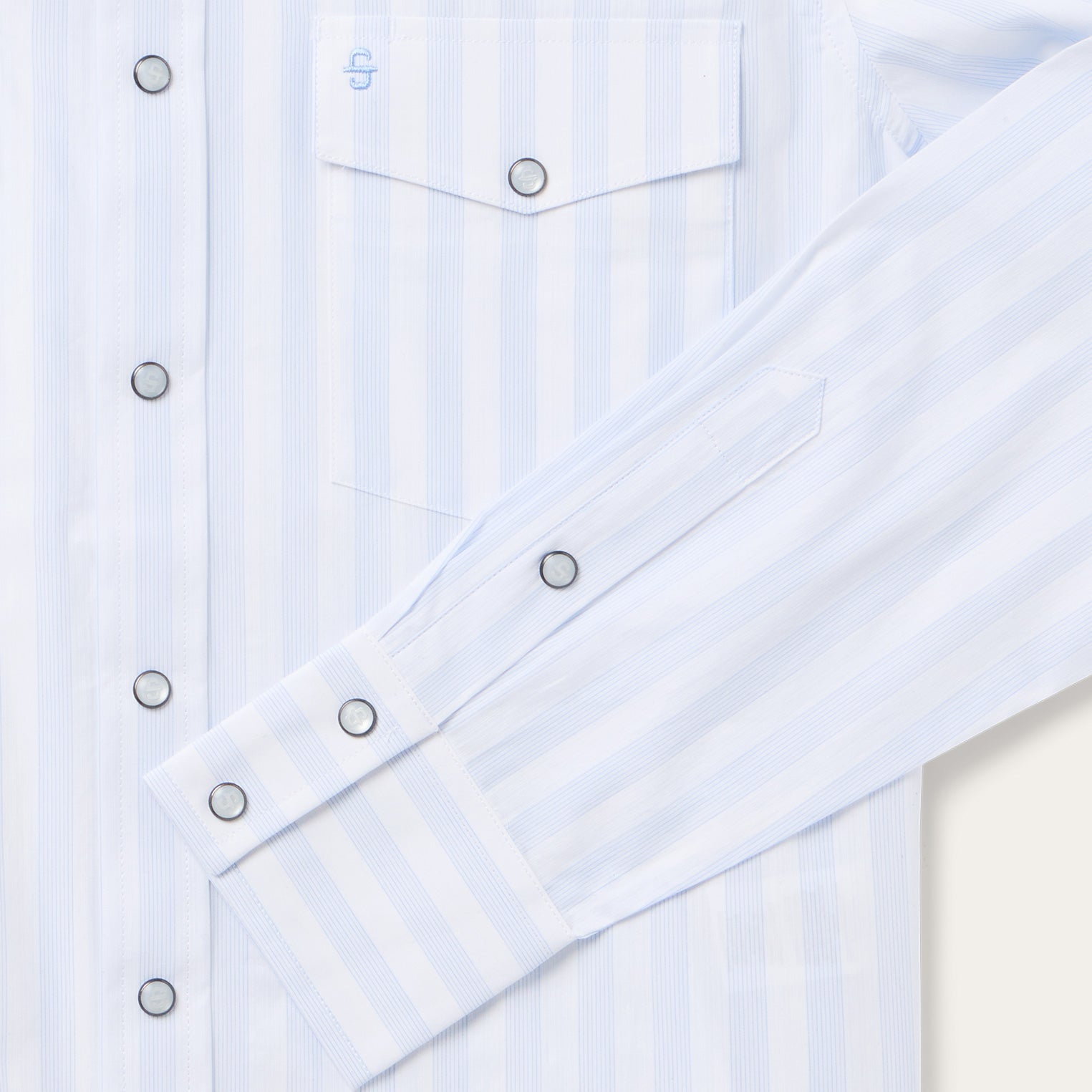 Stripe Oxford Western Shirt White W/ Blue Stripe