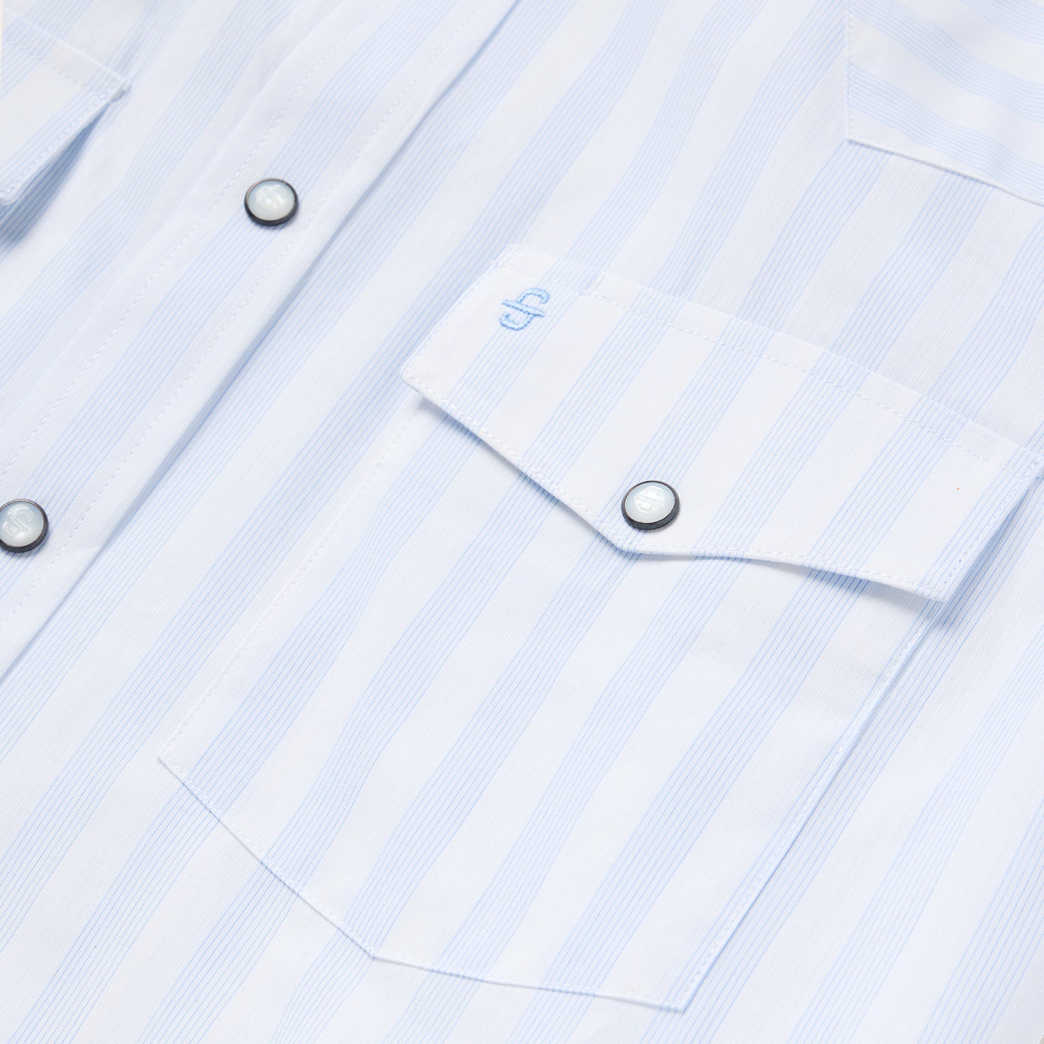 Stripe Oxford Western Shirt White W/ Blue Stripe