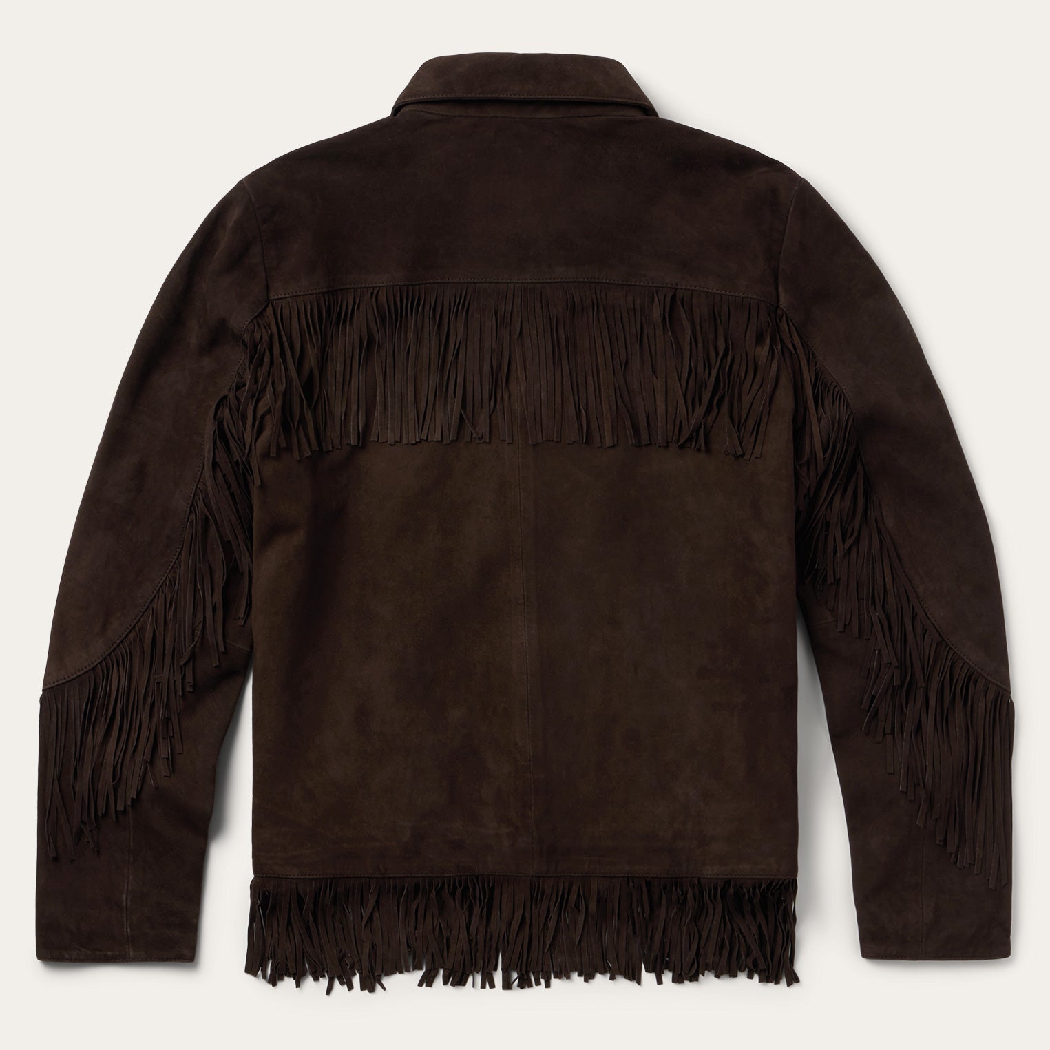 Two Pocket Fringe Suede Jacket Brown