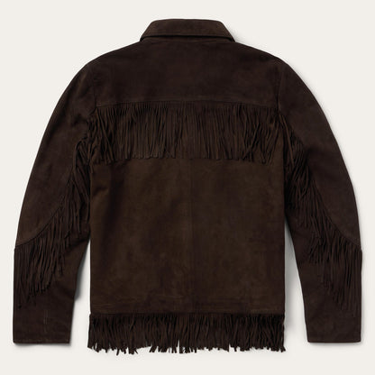 Two Pocket Fringe Suede Jacket Brown