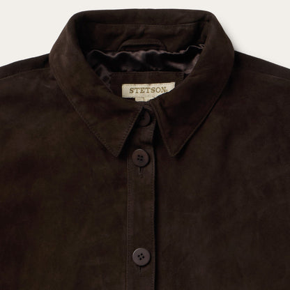 Two Pocket Fringe Suede Jacket Brown