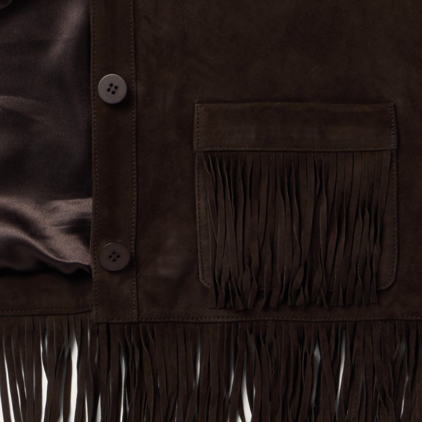 Two Pocket Fringe Suede Jacket Brown