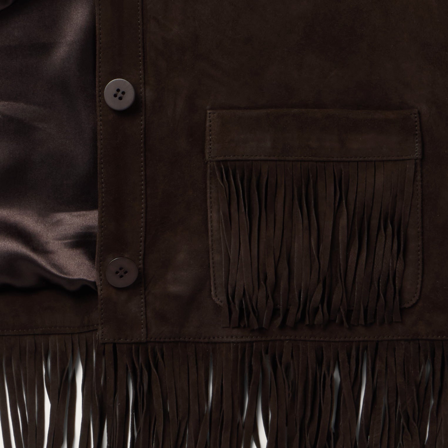 Two Pocket Fringe Suede Jacket Brown