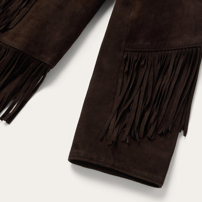 Two Pocket Fringe Suede Jacket Brown