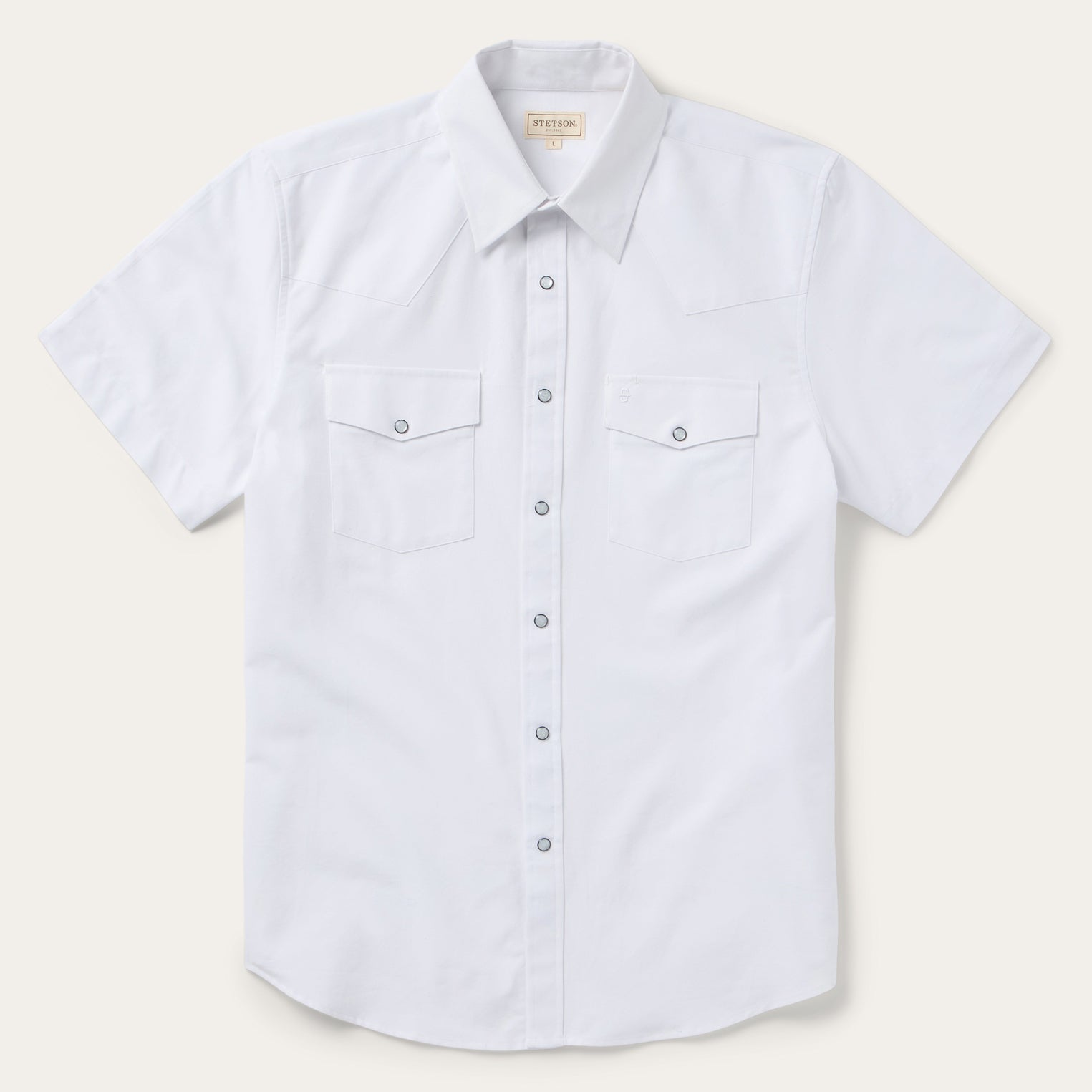 White Oxford Short Sleeve Western Shirt White