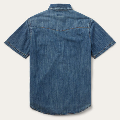 Turquoise Snap Short Sleeve Denim Shirt Blue