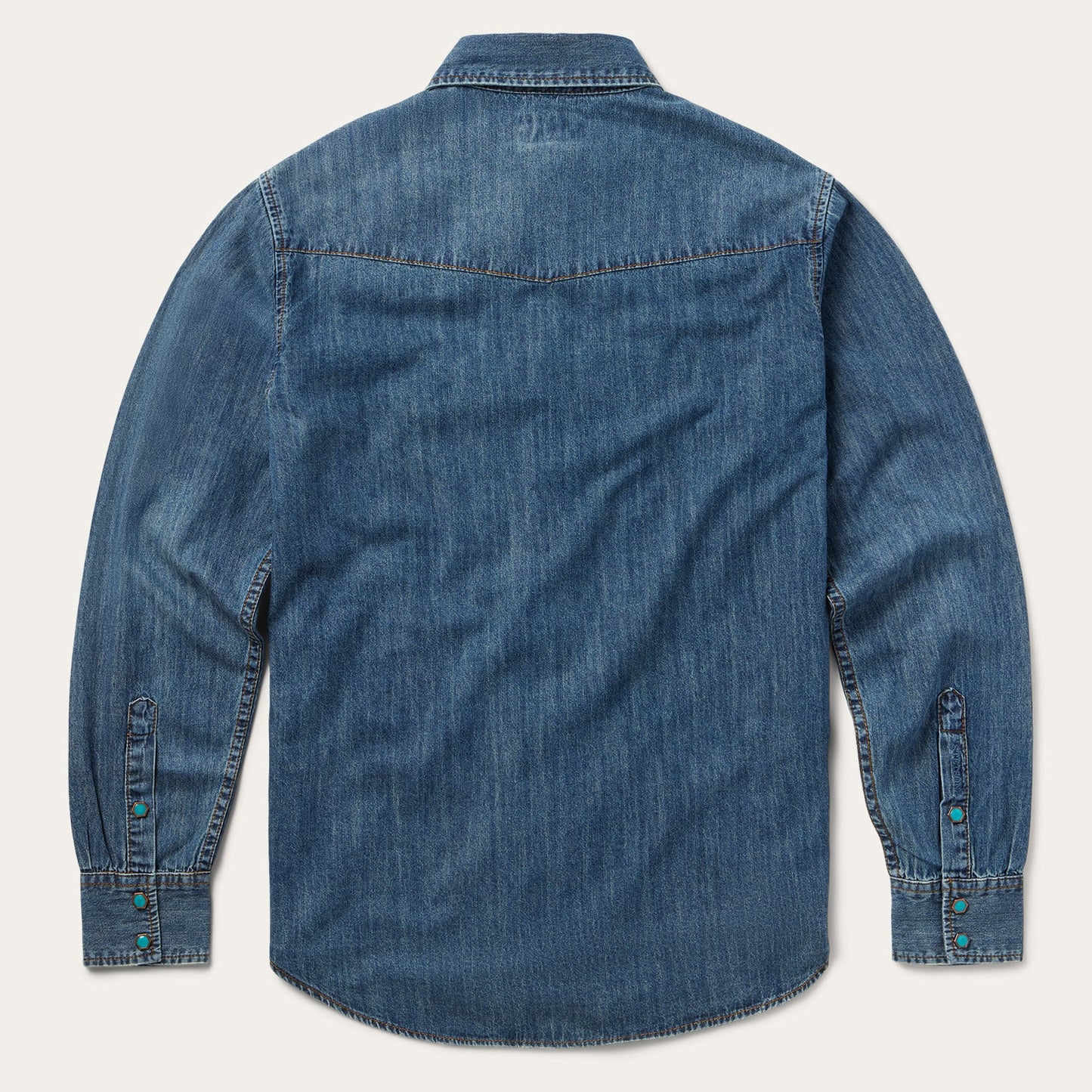 Turquoise Snap Lightweight Denim Shirt Blue
