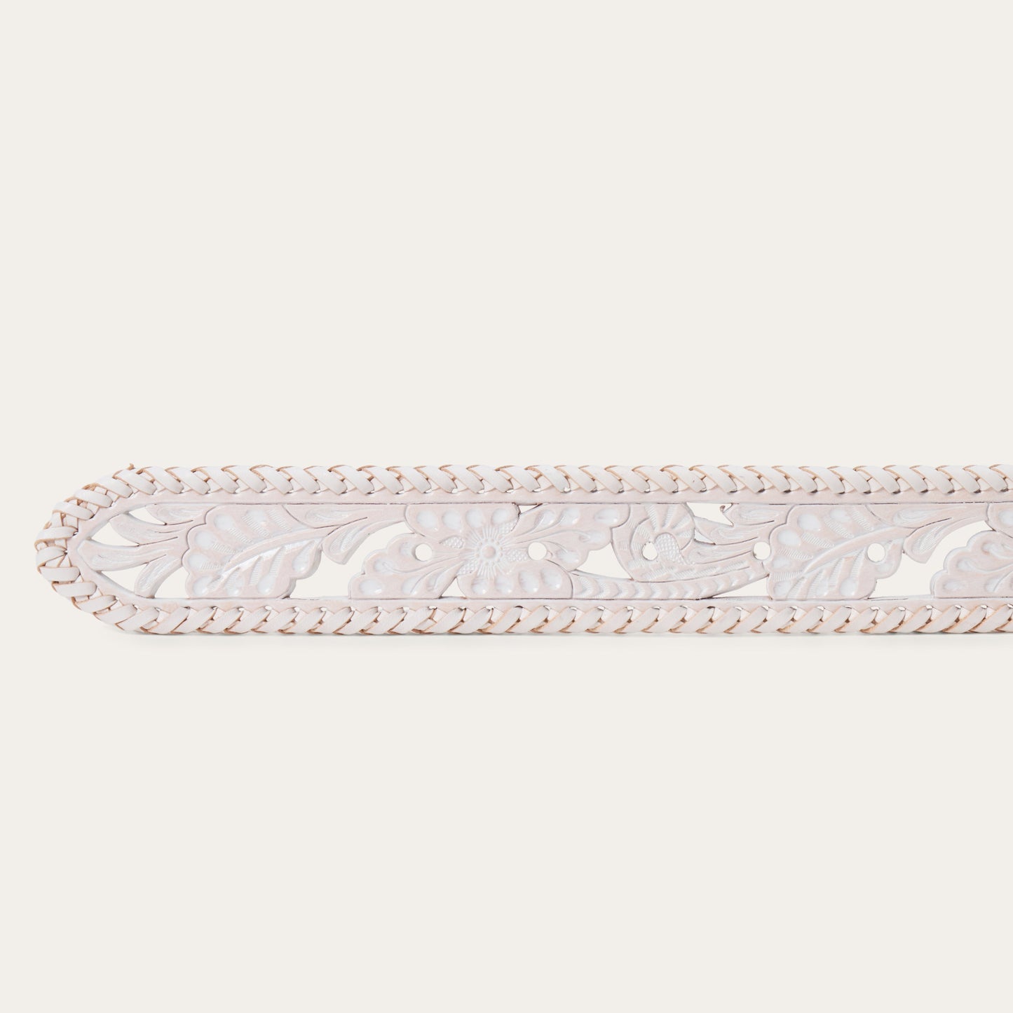 Tooled Laced Edge Belt White