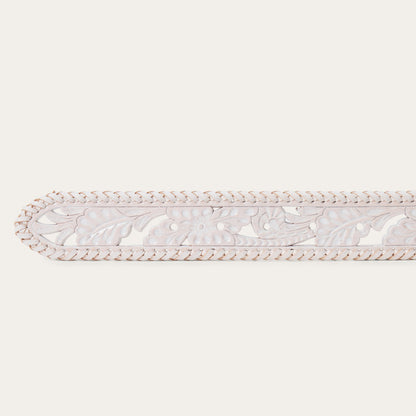 Tooled Laced Edge Belt White